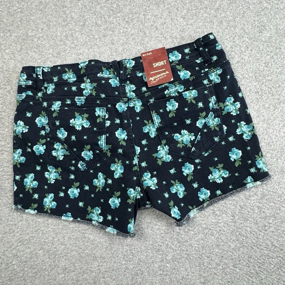 Arizona Jean Co. Floral Short Shorts Girls 16 1/2 Plus Raw Hem Denim Boho NWT